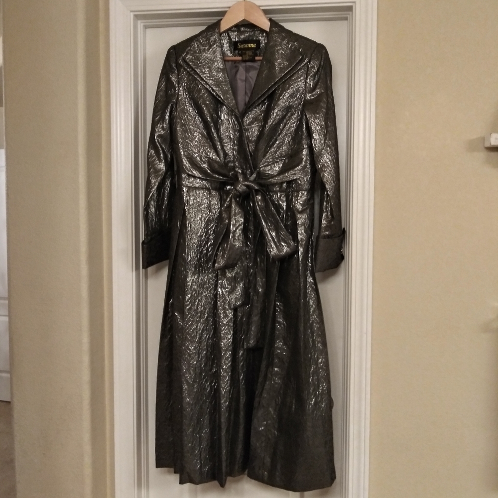 Susanna Metallic Front Tie Pleated Wrap Dress